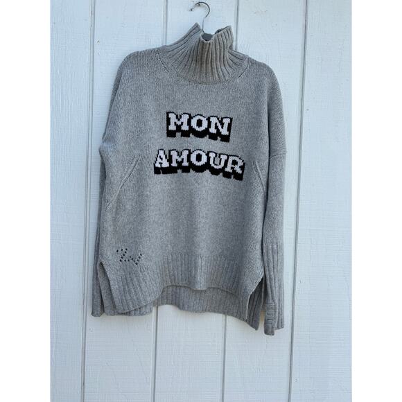 Zadig & Voltaire Alma Mon Amour Merino Wool Turtleneck Sweater, Sz L - Picture 2 of 6